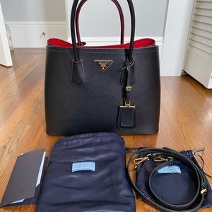 Prada Saffiano Cuir Medium Double Tote Bag